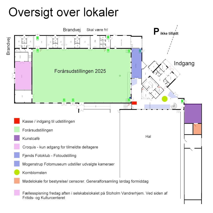 Oversigt over lokaler i forbindelse med Forårsudstillingen